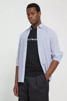 Хлопчатобумажная рубашка Armani Exchange, темно-синий