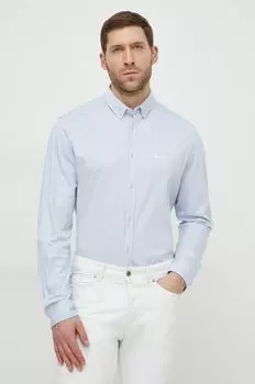 Хлопчатобумажная рубашка Boss Green, синий