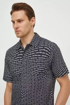 Хлопчатобумажная рубашка Calvin Klein Jeans, черный
