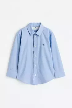 Хлопчатобумажная рубашка H&M, светло-синий