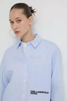 Хлопчатобумажная рубашка Karl Lagerfeld Jeans, синий