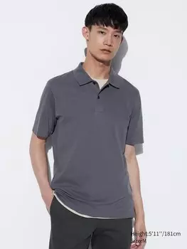 Хлопчатобумажная рубашка поло airism из пике Uniqlo, серый