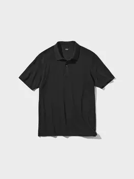 Хлопчатобумажная рубашка поло airism из пике Uniqlo, черный