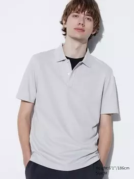 Хлопчатобумажная рубашка поло airism из пике Uniqlo, серый