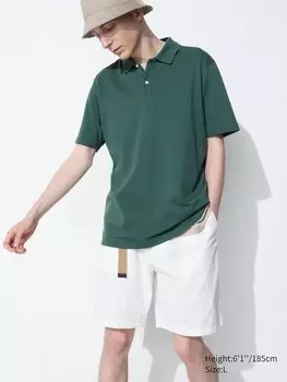 Хлопчатобумажная рубашка поло airism из пике Uniqlo, зеленый