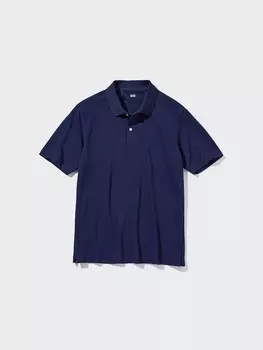 Хлопчатобумажная рубашка поло airism из пике Uniqlo, синий