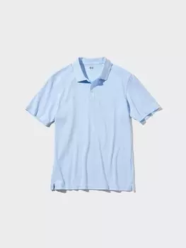 Хлопчатобумажная рубашка поло airism из пике Uniqlo, голубой
