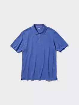 Хлопчатобумажная рубашка поло airism из пике Uniqlo, синий
