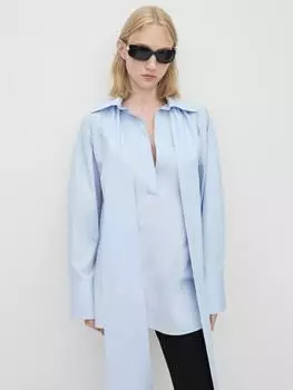 Хлопчатобумажная рубашка с галстуком selaina Mango, светло-синий