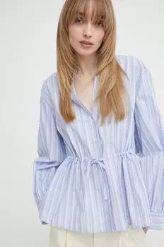 Хлопчатобумажная рубашка Samsoe Samsoe, синий