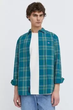 Хлопчатобумажная рубашка Tommy Jeans, бирюзовый