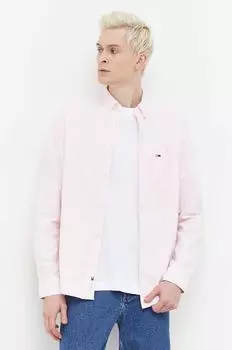 Хлопчатобумажная рубашка Tommy Jeans, розовый