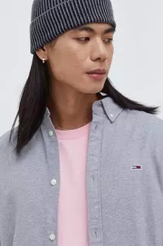 Хлопчатобумажная рубашка Tommy Jeans, серый