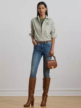 Хлопчатобумажная рубашка в полоску с длинным рукавом kotta Ralph Lauren, цвет Green/White