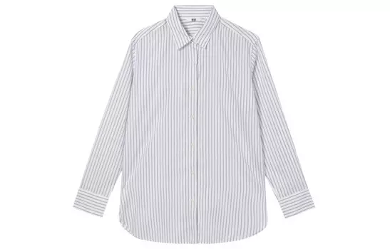 Хлопчатобумажная рубашка в полоску Uniqlo, белый