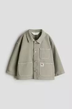 Хлопчатобумажная саржевая куртка H&M, зеленый