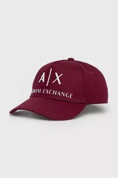 Хлопчатобумажная шапка Armani Exchange, гранат