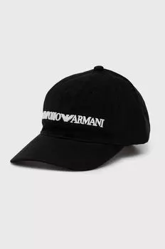 Хлопчатобумажная шапка Emporio Armani, черный
