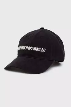 Хлопчатобумажная шапка Emporio Armani, темно-синий
