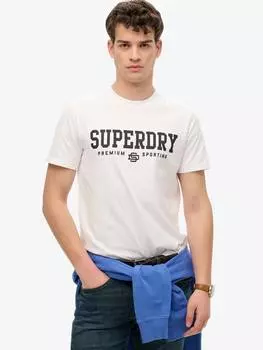 Хлопчатобумажная спортивная футболка обычного кроя с коротким рукавом core Superdry, цвет Optic