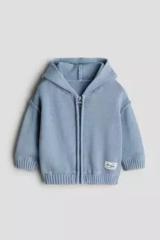 Хлопчатобумажная трикотажная куртка с капюшоном H&M, синий