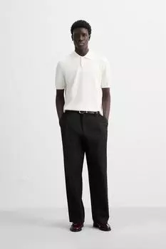 Хлопчатобумажная трикотажная рубашка поло ZARA, экрю