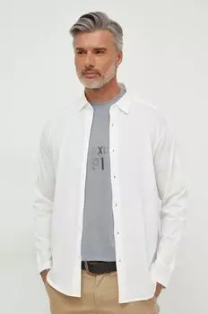 Хлопчатобумажную рубашку Armani Exchange, бежевый