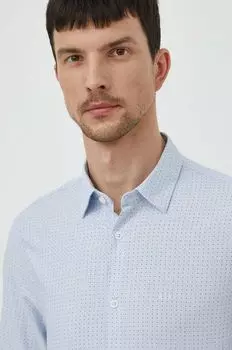 Хлопчатобумажную рубашку Armani Exchange, синий