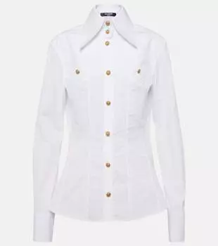 Хлопчатобумажную рубашку Balmain, белый