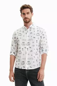Хлопчатобумажную рубашку Desigual, белый