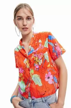 Хлопчатобумажную рубашку Desigual, красный