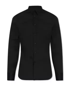 Хлопчатобумажную рубашку Emporio Armani, синий