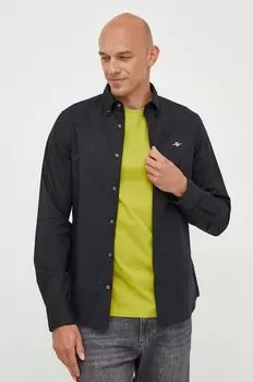 Хлопчатобумажную рубашку Gant, черный