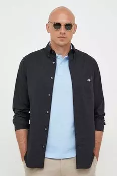 Хлопчатобумажную рубашку Gant, черный