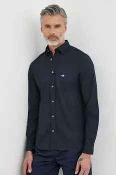 Хлопчатобумажную рубашку Gant, черный