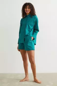 Хлопчатобумажную рубашку H&M, темно-бирюзовый