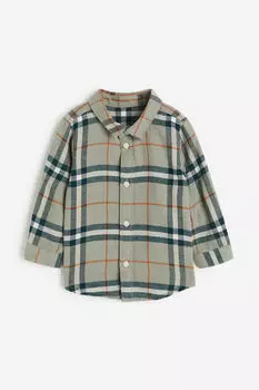 Хлопчатобумажную рубашку H&M, хаки