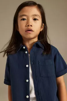 Хлопчатобумажную рубашку H&M, синий
