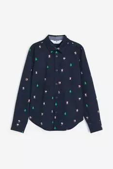 Хлопчатобумажную рубашку H&M, синий