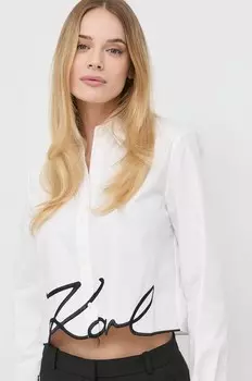 Хлопчатобумажную рубашку Karl Lagerfeld, белый