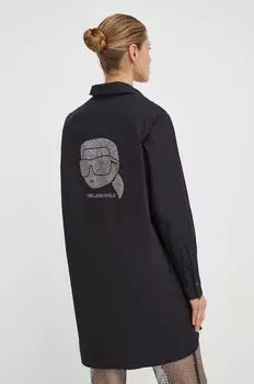 Хлопчатобумажную рубашку Karl Lagerfeld, черный
