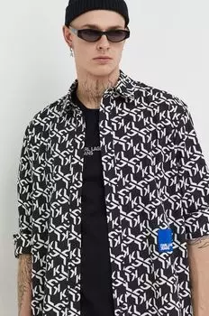 Хлопчатобумажную рубашку Karl Lagerfeld Jeans, черный