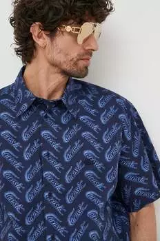 Хлопчатобумажную рубашку Lacoste, темно-синий