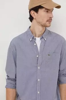 Хлопчатобумажную рубашку Lacoste, темно-синий