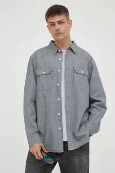 Хлопчатобумажную рубашку Levi's, темно-синий