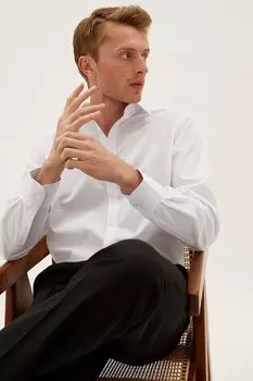 Хлопчатобумажную рубашку Marks & Spencer, белый