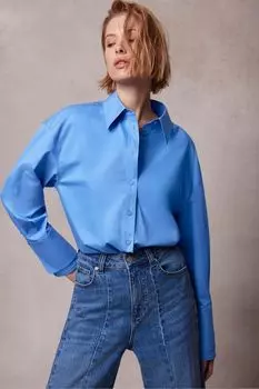 Хлопчатобумажную рубашку Mint Velvet, синий