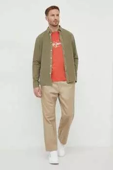Хлопчатобумажную рубашку Pepe Jeans, зеленый
