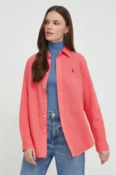 Хлопчатобумажную рубашку Polo Ralph Lauren, красный