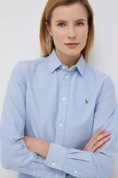 Хлопчатобумажную рубашку Polo Ralph Lauren, синий
